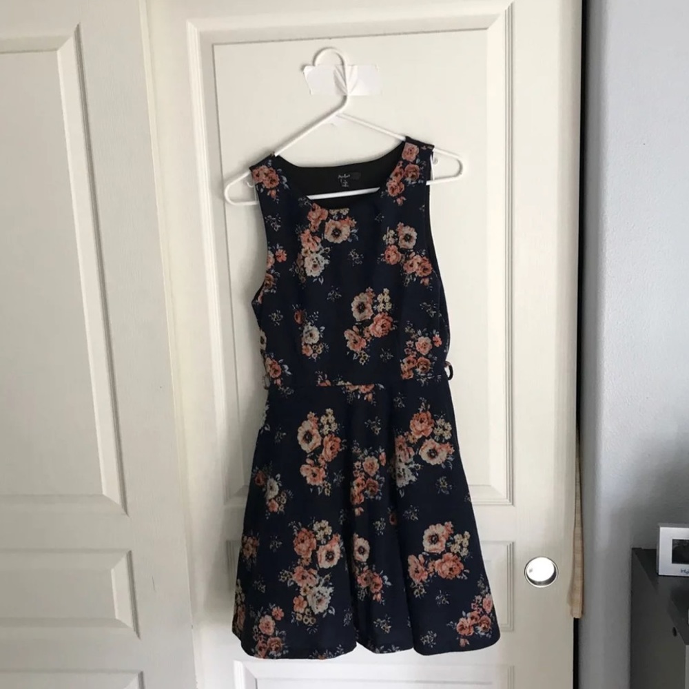 Navy Floral Print Dress